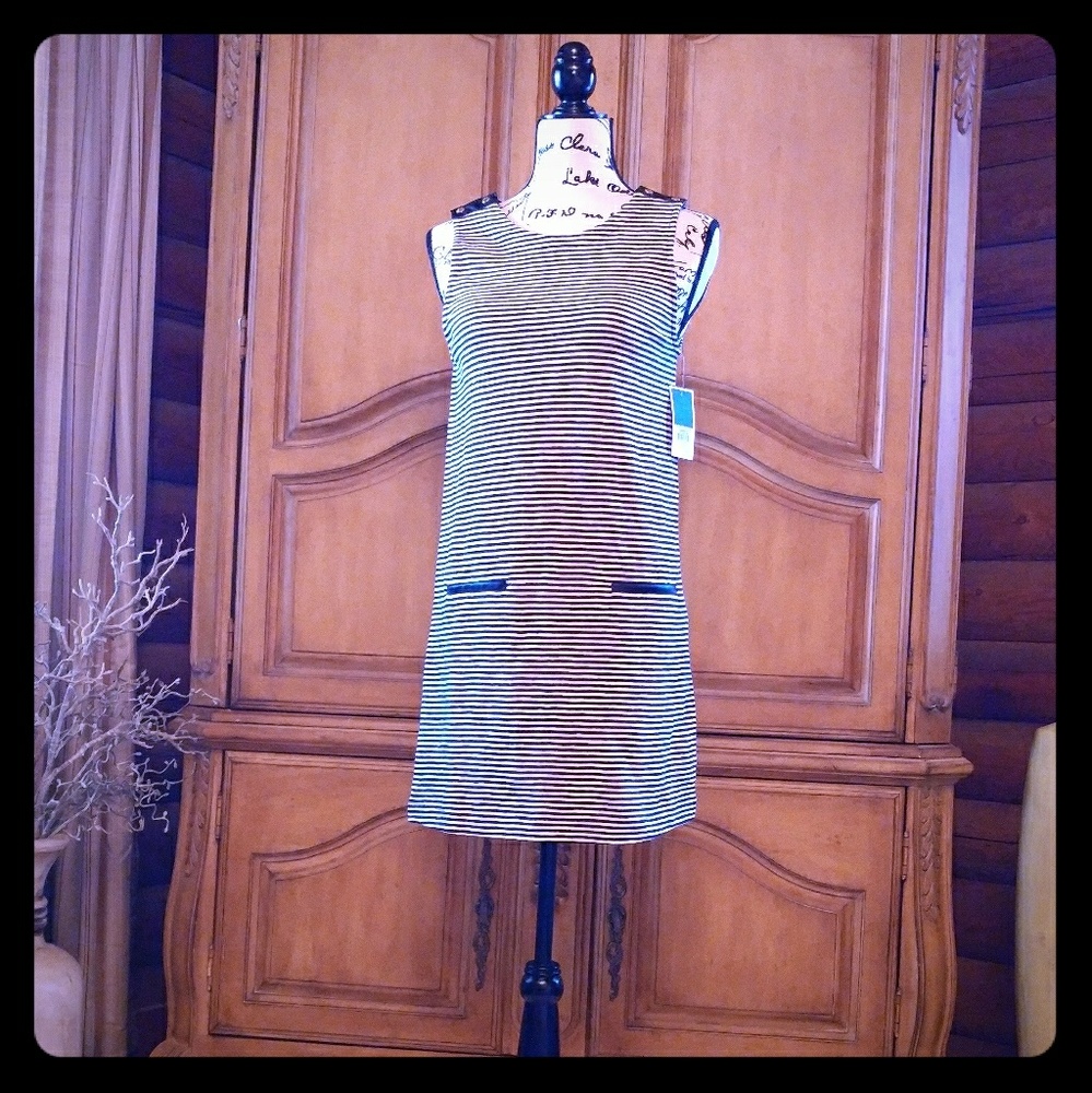 NWT Juicy Couture Blk/Angel Strp Shift Dress